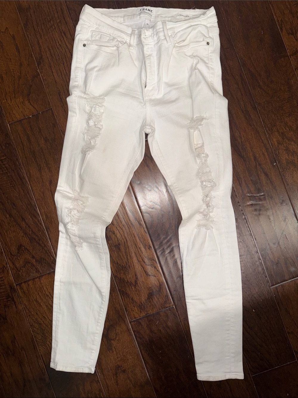 Frame Denim White Ripped Skinny Jeans
